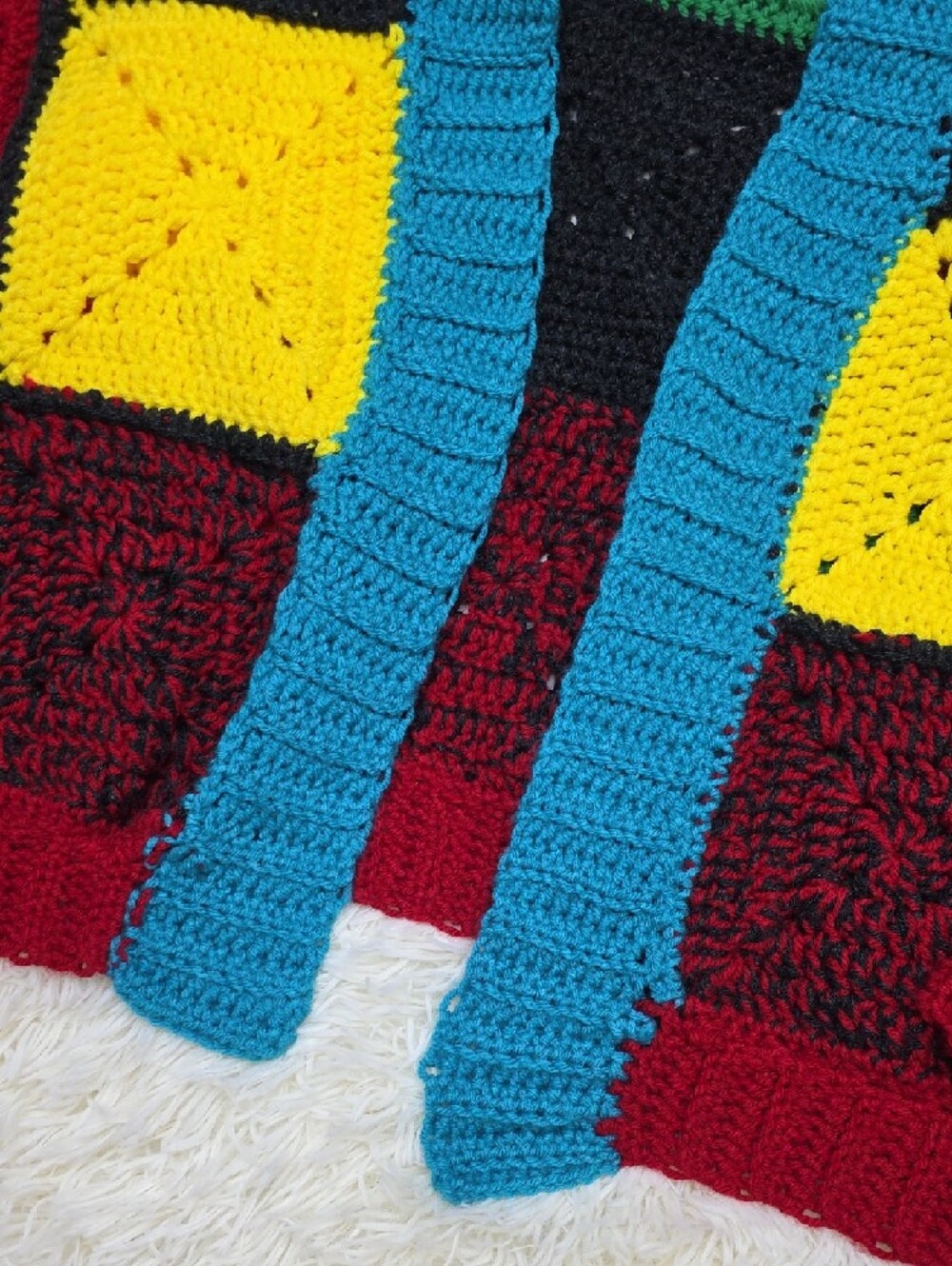 Colorblock Crochet Patchwork Cardigan - Bright Multicolor - Picture 5 of 7